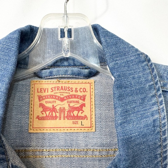 Levis Size Large Denim Jacket Blue Jean Classic Trucker Womens Ranch Country 481 - Picture 10 of 11